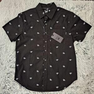 WXYZ Short Sleeve Button Down Shirt skull print men's small